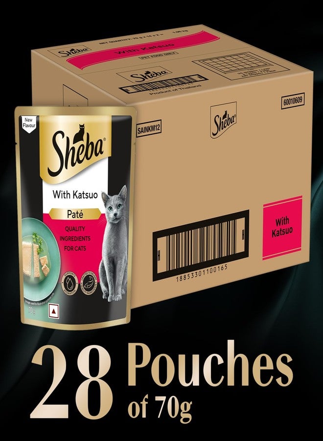 Sheba Pate Adult Wet Cat Food, Katsuo, 28 x 70g, Soft Pate Texture, Hydrating Food Crafted Ingredients, Balanced Nutrition for Healthy Cats - Image 2